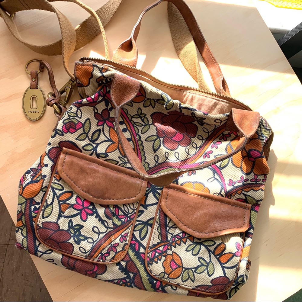Fossil Vintage Floral Leather Bag